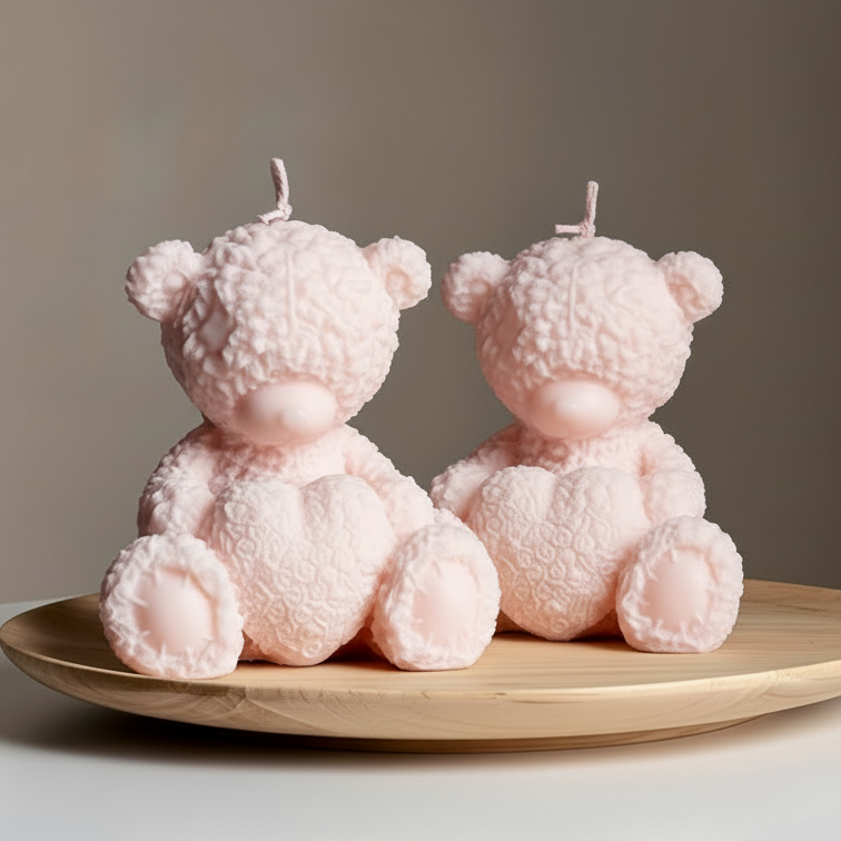 Bear with Heart Candle