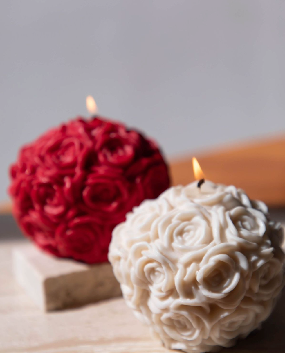 Large Rose Ball Candle