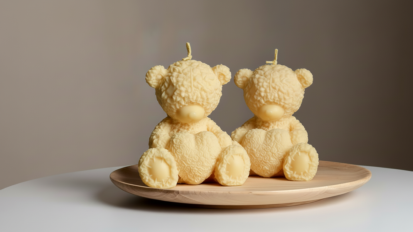 Bear with Heart Candle