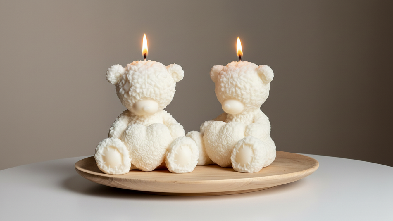 Bear with Heart Candle